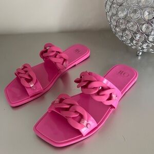 Pink Chain Jelly Slide Sandal- JLO